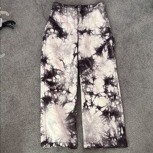 Hollister Black and Cream Tie-Dye Pants